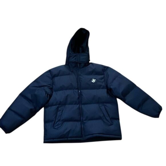 Beverly Hills Polo Club Blue Hooded Puffer Jacket Mens Size Medium - Picture 1 of 12